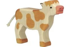 Holztiger Boerderij: kalf staand, bruin 11x3x9cm, hout