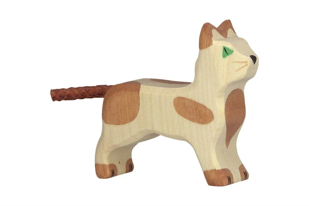 Holztiger Boerderij: kat staand, klein 6x2x6cm, hout 3 Holztiger Boerderij: kat staand, klein 6x2x6cm, hout