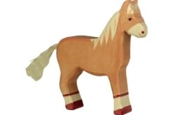 Holztiger Boerderij: paard staand, lichtbruin 14x3x16cm, hout