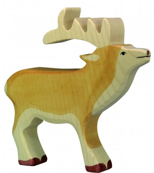 Holztiger Bosdieren: hert 15x3x15cm, hout 3 Holztiger Bosdieren: hert 15x3x15cm, hout