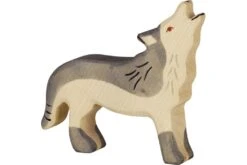 Holztiger Bosdieren: wolf huilend 11x2x11cm, hout