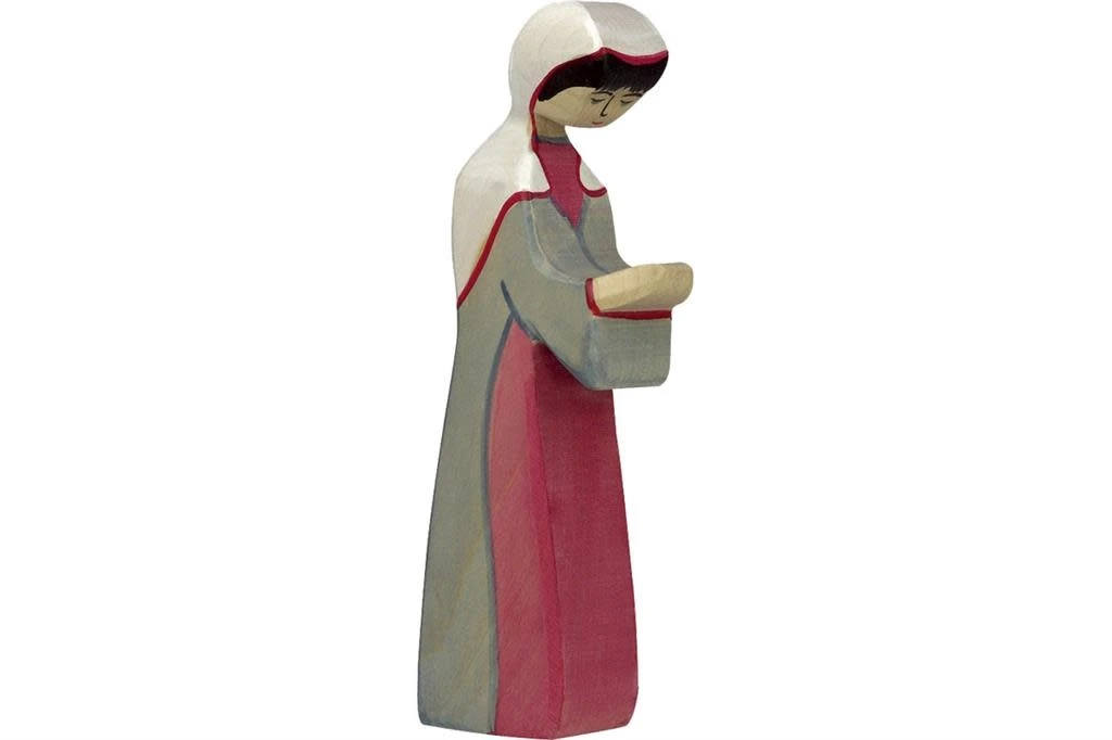 Holztiger Houten Figuren - Kerstmis: maria grijs/rood 3 Holztiger Houten Figuren - Kerstmis: maria grijs/rood