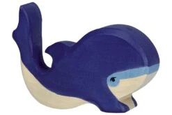 Holztiger Zeedieren: blauwe walvis klein 10x2x8cm, hout