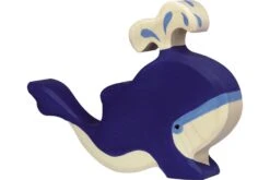 Holztiger Zeedieren: blauwe walvis met waterfontein 20x3x14cm, hout